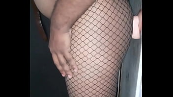 Preview 2 of Fat Muslim Arba - Straight standing while fucking with dildo with amazing body stocking sex ass