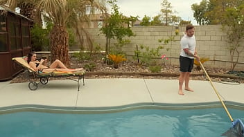 Preview 1 of Wwwxvidoe Balkata - Horny Babe Gets Tight Pussy Pounded by Big Dick Pool Boy - Steve Rickz,  Domina Doxy