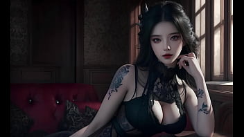 Preview 3 of Ebony Sexy Chick - 【AI Painting】精致的面容，优美的纹身，你想射在她脸上吗