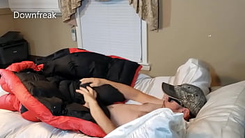 Preview 2 of Afro Shower - Humping Marmot Parka On Silk Comforter With Cumshot Ending