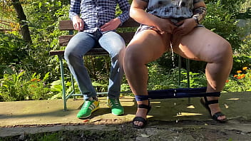 Preview 2 of Destroy Her Anal - Gorgeous mother-in-law pissing with legs spread outdoors