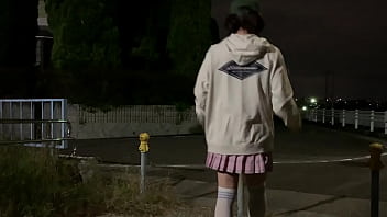 Preview 1 of Desi Indian Glasses Girl Mms - 女装子まゆちゃんが深夜の公園で車止めのバーにまたがって腰を振り股間を刺激して全裸露出プレイを楽しむ