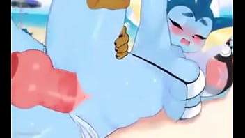 Preview 3 of Big Cock Shemale Ride - Vaporeon gets knotted and creampied (with sound)