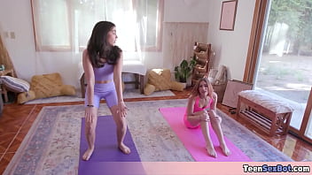 Preview 1 of Xxxxx C New Videos 2018 - Special yoga and floor flexible fuck session with my cute stepsis and the hot yoga instructor chick