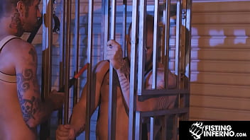 Preview 1 of Famle Come Chot - Sub Bitch Caged &amp_ Railed By Tatted Hunk - FistingInferno