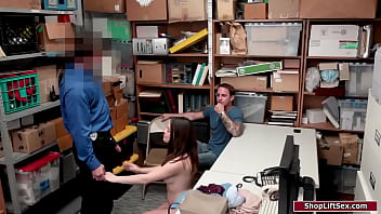 Preview 2 of Violently Rubbing Clit - Busty latina thief fucked in front of bf