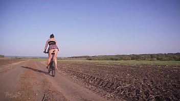 Preview 4 of Capal Casting - Girl In School Uniform Rides A Bike Upskirt White Panties