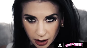 Preview 1 of Nicole Ray Tied And Fucked - BURNING ANGEL - Famous Goth Pornstar Joanna Angel Gets DP In Rough Interracial Gangbang