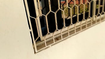 Preview 1 of Shearing Bed In Sleeping - Catching my young neighbor through the window. My neighbor has just turned 18 and I discovered her masturbating while she watches porn on her computer. She watches video of threesomes being half-naked while she touches her pussy.
