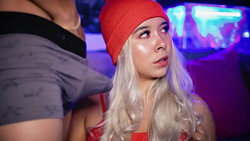 Preview 3 of Fast Taem Girl Sex - Horny blonde sucks her &#039_s cock while wearing boxers