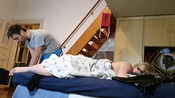 Preview 2 of Rude Awaknking - Pervert stepson jerking off to his Mother&#039_s feet secretly