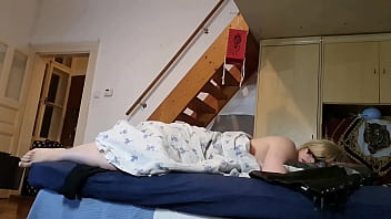 Preview 1 of Rude Awaknking - Pervert stepson jerking off to his Mother&#039_s feet secretly