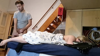 Preview 4 of Rude Awaknking - Pervert stepson jerking off to his Mother&#039_s feet secretly