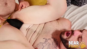 Preview 4 of Straight Guy Tied Down Creampied - BEARFILMS Burly Bears John Lock And Axel Wood Bareback Hard