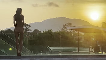 Preview 1 of Hkikt Xxx - Monika Fox Blowjob,  Rimming and Golden Shower In Pool Against Sunset