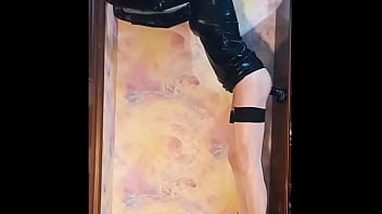 Preview 2 of Dangdut Memek Merah - Crossdresser Ponygirl Poses Fucks Black Dildo And Drinks 2 Glasses Of Piss