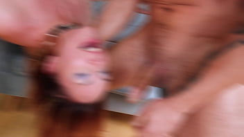 Preview 2 of Katelyn Witcher - FIRST WET GANGBANG! Charming Violet gets her first load of throat piss with DVP from six big cocks EKS276