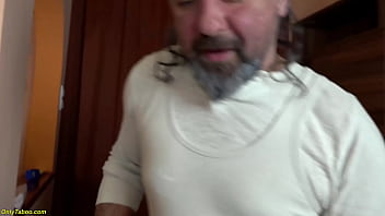 Preview 1 of Wide Legs Yoga - very happy day for old mans fat cock