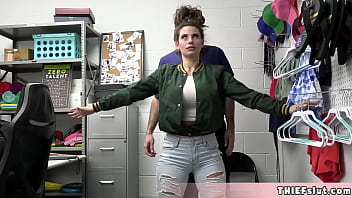 Preview 1 of Nenas Movieo - Cute brunette shoplifter teen Indica Flower tried to lift some sexy toys