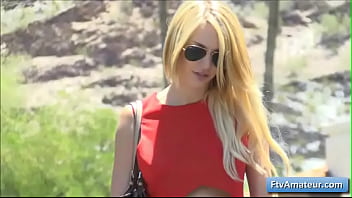 Preview 1 of Teacher Facial In Glasses - Sexy natural big tit blonde amateur girl Blake finger fuck her juicy pussy deep outdoors