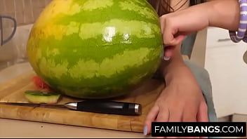 Preview 1 of Ebony Full Lenth - FamilyBangs.com ⭐ Precious Skinny Baby Winter Jade Stacked in the Kitchen by Perv Stepbro,  Alex Jett