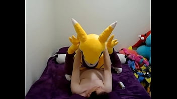Preview 3 of Milf Vanessa Bella - Quickie with Giant Renamon Plush