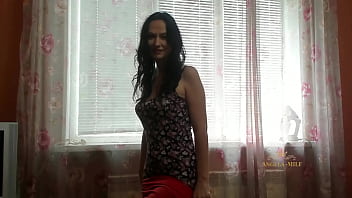 Preview 1 of Bokep Barat Beramai Ramai - Horny MILF dances a striptease at the window while waiting for her young husband from work to be fucked / Angela-MILF