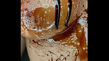 Preview 2 of Nazai Iqbal Xxxx - Sexy Erotic 21 Years Old Teen Playing With Her Delicious Boobs &amp_ Pussy With Chocolate Syrup Valentine Special