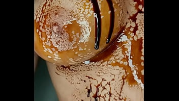 Preview 4 of Nazai Iqbal Xxxx - Sexy Erotic 21 Years Old Teen Playing With Her Delicious Boobs &amp_ Pussy With Chocolate Syrup Valentine Special