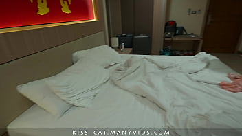 Preview 1 of Beauty Japanese Boss - Stepmom caught stepson jerking off to her naked pic from Undress.app and shares bed in hotel room