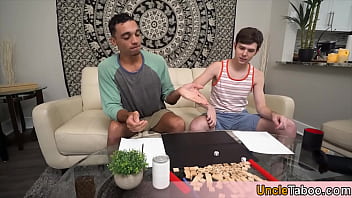 Preview 1 of Old Young Milf - Cute teen playing a boardgame with his stud crush No wonder that this session wil end in a quickie