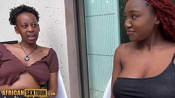 Preview 1 of Jasi Beeri Teen - Casual party turned into threesome sex with two horny busty African teens