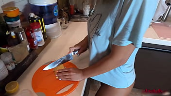 Preview 1 of Pornshpunjab - Girl Sucks Dick Neighbor In The Kitchen,  Fucks In Different Poses And Receives A Cumshot On Ass