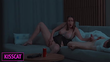Preview 3 of Love The Way You Suck My Nipples - Step son Touches Step mom&#039_s Tits in Shared Bed and She Fucks Him Cowgirl the Next Day