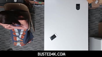 Preview 1 of Autvestgrls - Busted4K  -  Cute Brunette Shoplifter Avi Love Fucked Hard