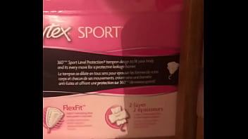 Preview 2 of Erotic Massage For Cute Lesbians - Spying on a hotties pads and tampons. Should have rubbed cock on the open maxi pad and panty liners. Send me hot vids like this if u have some