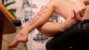 Preview 4 of Teen Paint Body - Sexy bitch caresses her legs for you!