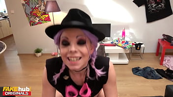 Preview 4 of M M S In Park - FAKEhub - Pink hair teen Lily Parker disturbs her older neighbour who stretches her tight pussy with his thick dick in different positions before making her squirt and shooting cum down her throat