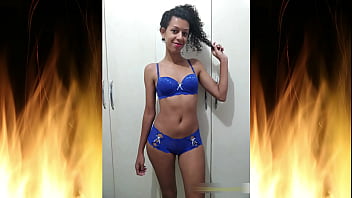 Preview 3 of Tight Pussy Mikf - Beautiful brunette in blue lingerie (Trailer 01)