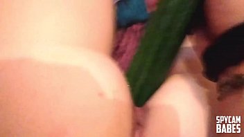 Preview 2 of Revan Bay - huge cucumber opens 18 yo pussy and ass then facial