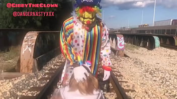 Preview 2 of Denni Daniel - Clown almost gets hit by train while getting head