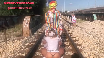 Preview 3 of Denni Daniel - Clown almost gets hit by train while getting head