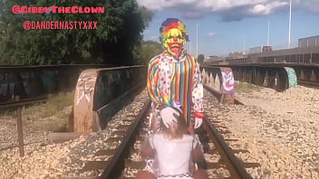Preview 1 of Denni Daniel - Clown almost gets hit by train while getting head
