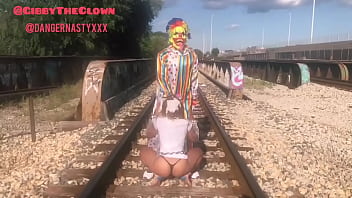 Preview 4 of Denni Daniel - Clown almost gets hit by train while getting head