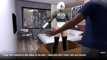 Preview 2 of Ebony Cum Swallowing - I bought a sex bot (Not Really) (Bedroom Android Type 2B) Ep 1