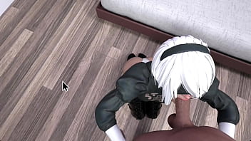Preview 4 of Ebony Cum Swallowing - I bought a sex bot (Not Really) (Bedroom Android Type 2B) Ep 1