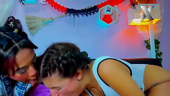 Preview 1 of Black Ending Footjob - Halloween deep blowjob night session
