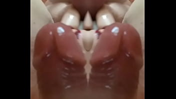 Preview 2 of Xxxeduo - MIRRanuz BARBIE purple ponytail her legs trap my balls as her head DPs my anus with FORESKIN then Knot dildos  M68a 20250209