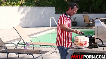 Preview 1 of Rewind Time - Horny stepson Zac Wild cant resist but to fuck her hot stepmom Richelle Ryan when he saw her in her American flag bikini as they celebrate 4th of July.