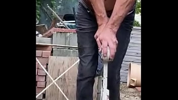 Preview 1 of Seachbangin Becky - Stretching and Twisting on wrought iron railing in just jeans for Pain Relief